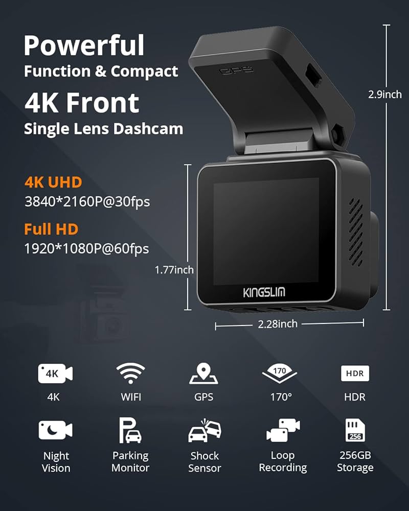(新品・未開封) KINGSLIM D5 4Kドライブレコーダー Amazon.com: Kingslim D5-4K Dash Cam with WiFi - Front Dash